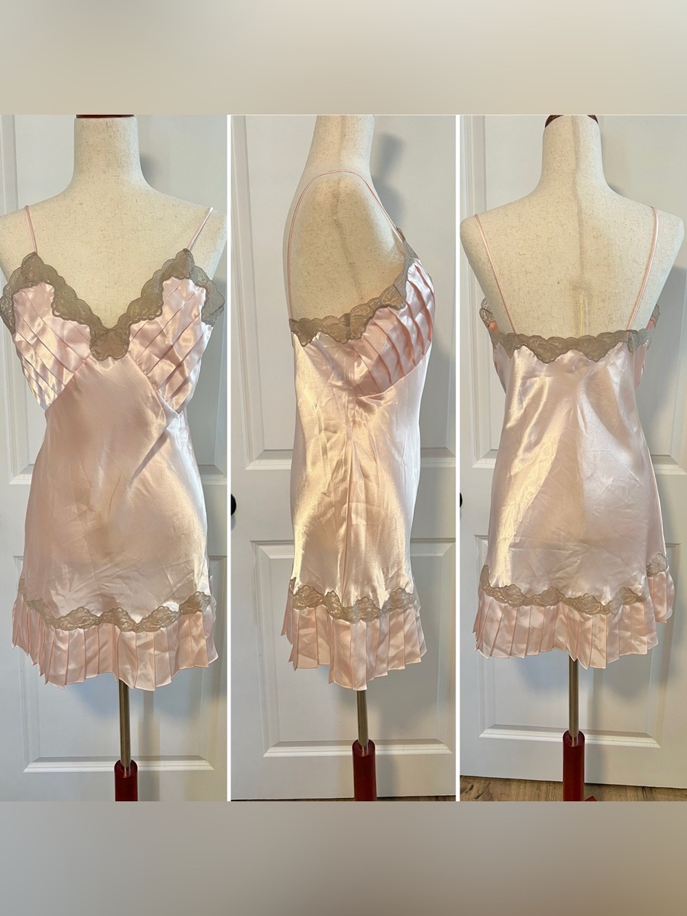 NWT 90s Dead-stock Victoria’s Secret Gold Label Baby Pink Lace Slip Dress